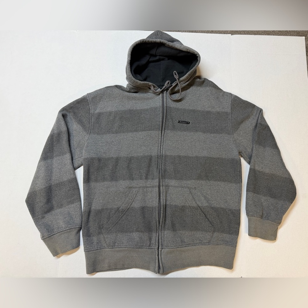 Ecko Unltd Vintage Full Zip Men’s Large Grey Striped Hoodie